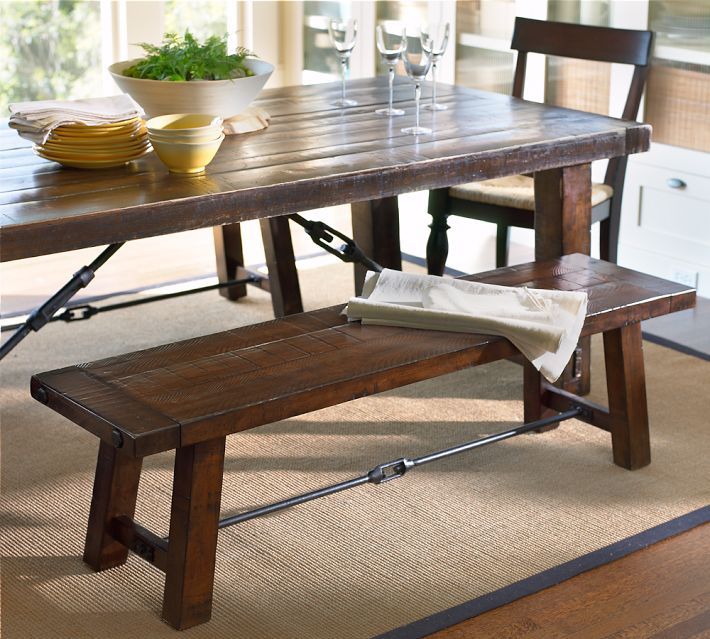 Favorite Pottery Barn Benchwright Fixed Dining Room Table And Bench Within Blackened Oak Benchwright Dining Tables (View 11 of 20)