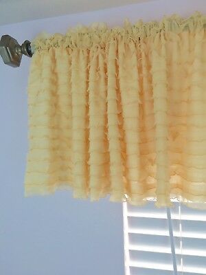 Gold Ruffle Valance Sheer Extra Wide Window Treatment – Nursery, Kitchen |  Ebay In Vertical Ruffled Waterfall Valances And Curtain Tiers (Photo 16 of 43)
