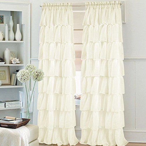 Golden Linens Crushed Voile Sheer Shabby Chic Gypsy Ruffle Intended For Elegant Crushed Voile Ruffle Window Curtain Pieces (View 3 of 45)