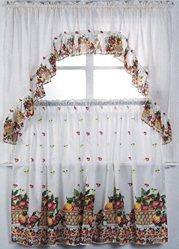 Gorgeoushomelinendifferent Designs 3pc Kitchen Window Ruffle Intended For Chocolate 5 Piece Curtain Tier And Swag Sets (Photo 26 of 30)