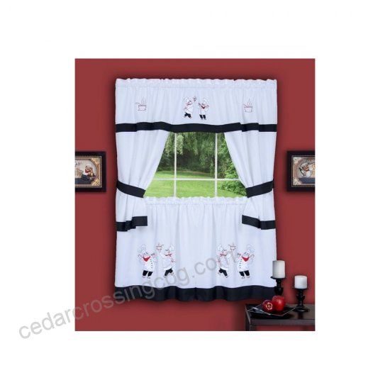 Gourmet Window Curtain Set, 58x24 Tier Pair/58x36 Tailored In Tailored Toppers With Valances (View 7 of 30)