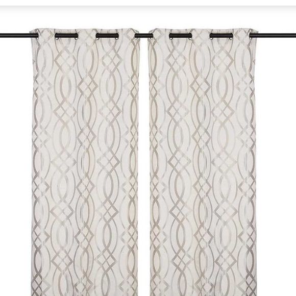 Gray Avalon Trellis Print Curtain Panel Set 108” Nwt In Trellis Pattern Window Valances (Photo 40 of 50)