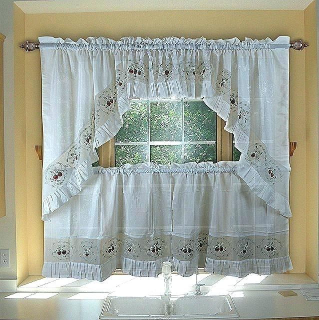 Gray Swag Kitchen Curtains – Simple Interior Design For Pertaining To Fluttering Butterfly White Embroidered Tier, Swag, Or Valance Kitchen Curtains (View 11 of 50)