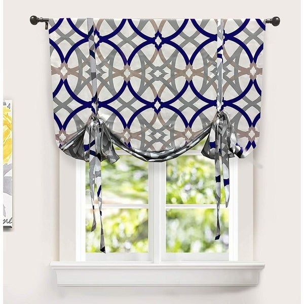 Grey Home Décor Tie Up Valances For Windows 18 Inch Length In Trellis Pattern Window Valances (Photo 37 of 50)