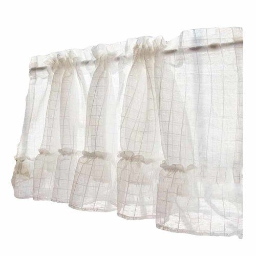 Grid – Translucent Short Kitchen Curtain Window Curtain Cafe Tier Curtain  Gauze Throughout Cotton Blend Grey Kitchen Curtain Tiers (View 47 of 47)