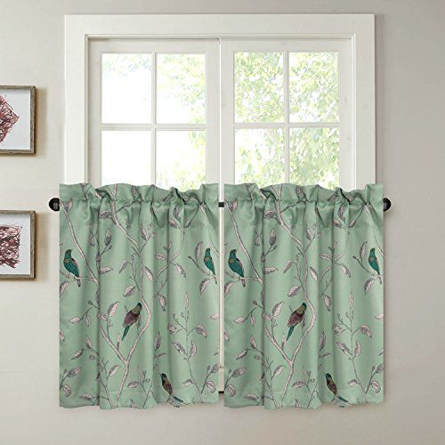 H.versailtex Ultra Soft Textured Woven Kitchen Curtains Rod Pocket Window  Curtain Tiers For Café/bath / Laundry/bedroom – Sage Green Base With For Rod Pocket Kitchen Tiers (Photo 12 of 50)