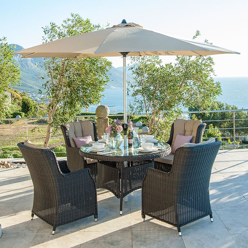 Heritage Thalia 4 Seat Rattan Dining Set – 1.2m Round Table For Well Known Thalia Dining Tables (Photo 19 of 30)