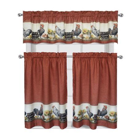 Home In 2019 | Kitchen Chickens | Kitchen Curtain Sets Intended For Top Of The Morning Printed Tailored Cottage Curtain Tier Sets (View 2 of 50)