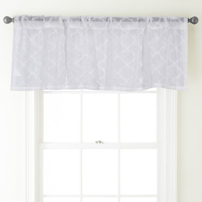 Jess 54" Curtain Window Valance In White Tone On Tone Raised Microcheck Semisheer Window Curtain Pieces (Photo 14 of 46)