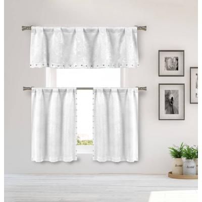 Kensie Kaia White Tier – 29 In. W X 36 In. L In (3 Piece Intended For Solid Microfiber 3 Piece Kitchen Curtain Valance And Tiers Sets (Photo 50 of 50)