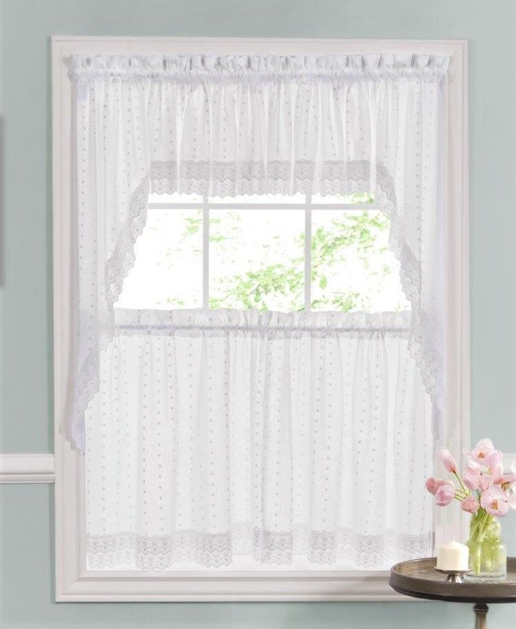 Kitchen Curtains | Tiers | Swags | Valances | Lace Kitchen For Embroidered Chef Black 5 Piece Kitchen Curtain Sets (Photo 29 of 42)