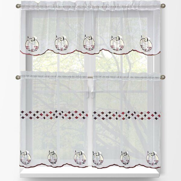 Kitchen Tier And Valance Sets | Wayfair In Embroidered 'coffee Cup' 5 Piece Kitchen Curtain Sets (Photo 4 of 30)