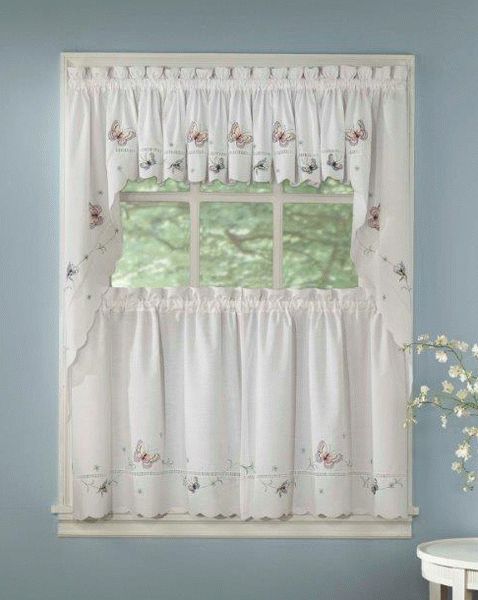 Kitchen Tier Curtains – Monarch Embroidered Kitchen Curtains Regarding Embroidered Ladybugs Window Curtain Pieces (Photo 23 of 50)