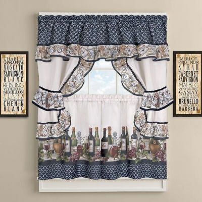Kitchen Window Curtain Cottage 5 Piece Set Embroidered Intended For Top Of The Morning Printed Tailored Cottage Curtain Tier Sets (View 39 of 50)