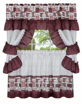 Kitchen Window Curtain Cottage 5 Piece Set Embroidered Pertaining To Top Of The Morning Printed Tailored Cottage Curtain Tier Sets (Photo 27 of 50)