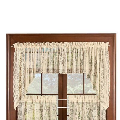 Knit Lace Bird Motif Kitchen Window Curtain Tiers, Swags Or With Regard To Ivory Knit Lace Bird Motif Window Curtain (View 37 of 50)