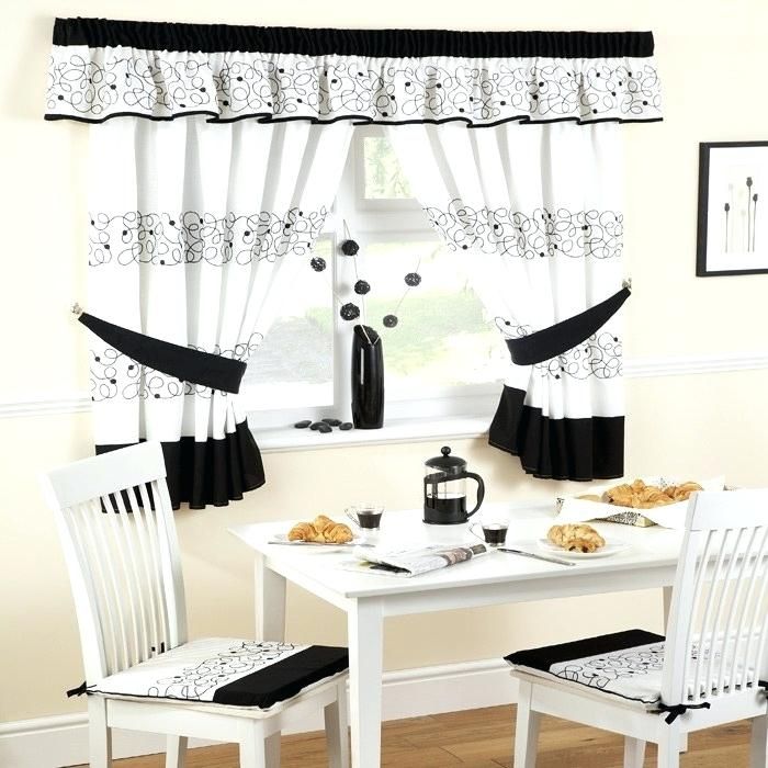 Lace Kitchen Curtains Sheer For Sale White Valances – Simple For Classic Black And White Curtain Tiers (Photo 10 of 50)