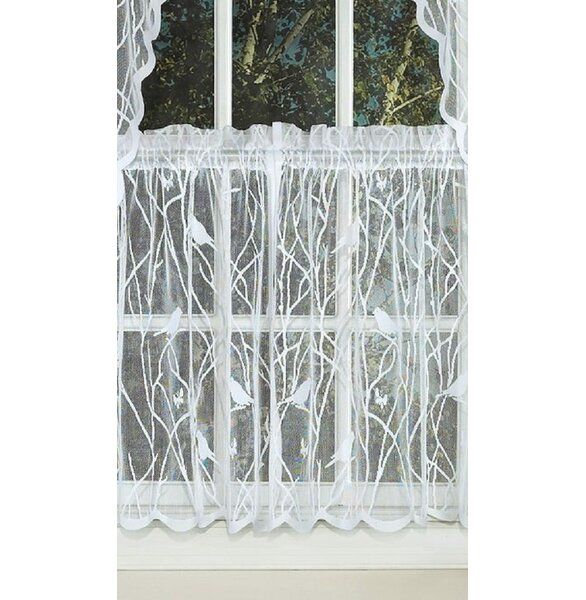 Lace Tiers | Wayfair Inside Sheer Lace Elongated Kitchen Curtain Tier Pairs (Photo 6 of 30)