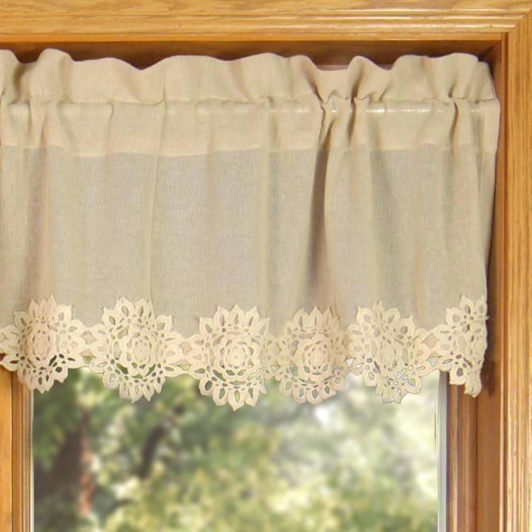 Lace Valance Curtains – Brickandwillow.co For Ivory Knit Lace Bird Motif Window Curtain (Photo 10 of 50)