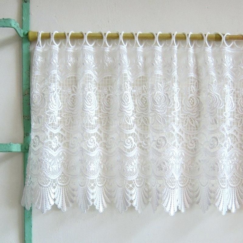 Lace Valance Curtains – Brickandwillow.co Pertaining To Ivory Knit Lace Bird Motif Window Curtain (Photo 14 of 50)