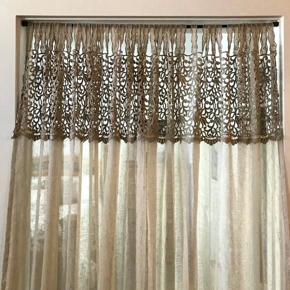 Lace Valance Curtains – Brickandwillow.co With White Knit Lace Bird Motif Window Curtain Tiers (Photo 33 of 50)