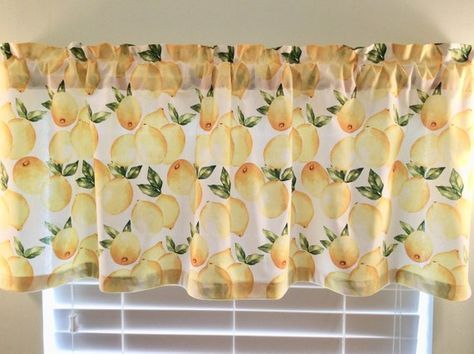 Lemon Window Valance  Lemon Curtains – Kitchen Curtains Within Floral Watercolor Semi Sheer Rod Pocket Kitchen Curtain Valance And Tiers Sets (Photo 39 of 50)