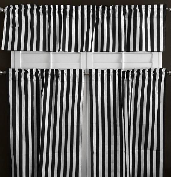 Lovemyfabric Cotton Blend Striped Print Kitchen Curtain Tier/valance Window  Treatment With Cotton Blend Grey Kitchen Curtain Tiers (Photo 9 of 47)