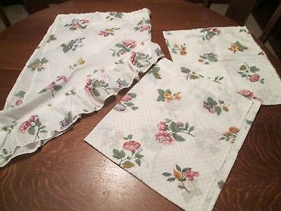 (m) Set/3 Cotton Blend Floral Swag Tier Curtains/swag 56"w 32"l/tiers 28"  W 34"l | Ebay Inside Cotton Lace 5 Piece Window Tier And Swag Sets (Photo 28 of 50)