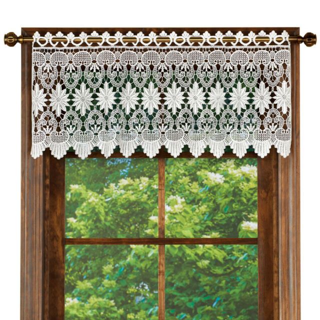 Macrame Curtain Scalloped Valance Window Topper For Bathroom, Bedroom,  Kitchen Pertaining To Tailored Toppers With Valances (View 11 of 30)