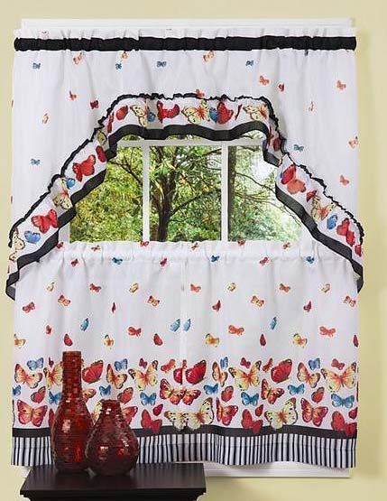 Mariposa Curtains Features Playful Butterflies Adorn This Inside Chardonnay Tier And Swag Kitchen Curtain Sets (Photo 32 of 50)
