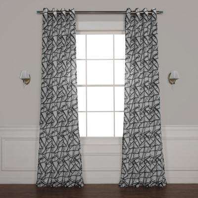 Matrix Black Grommet Printed Sheer Curtain – 50 In. W X 108 In. L With Top Of The Morning Printed Tailored Cottage Curtain Tier Sets (Photo 36 of 50)