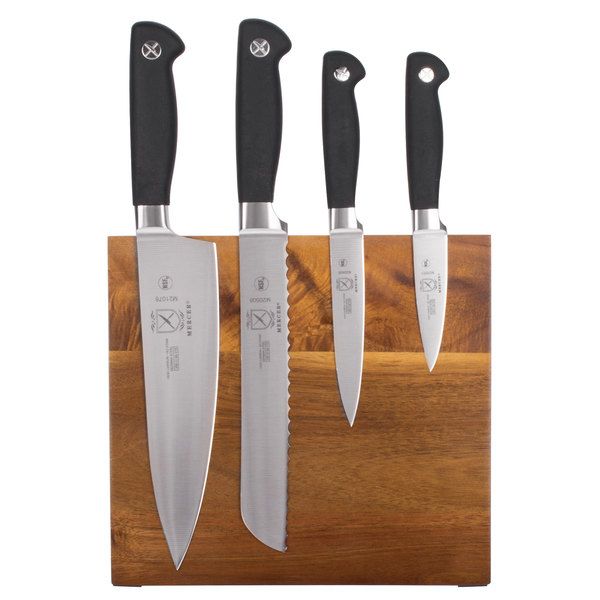 Mercer Culinary M21960ac Genesis 5 Piece Acacia Magnetic Board And Knife Set For Embroidered Chef Black 5 Piece Kitchen Curtain Sets (Photo 20 of 42)