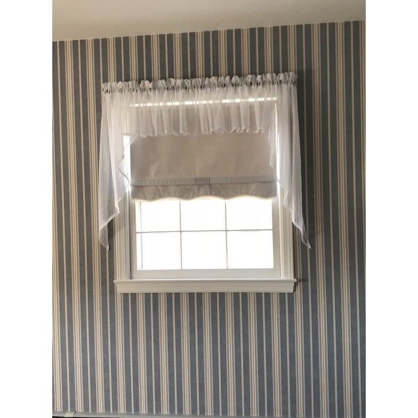 Micro Check 2 Tone Cream Semi Sheer Window Curtain Tiers Or Pertaining To Micro Striped Semi Sheer Window Curtain Pieces (Photo 2 of 30)