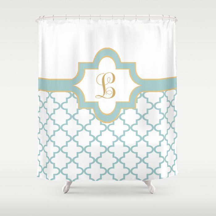 Moroccan Trellis Pattern With Name Plate And Monogram Shower Curtain Lena127 In Trellis Pattern Window Valances (View 42 of 50)