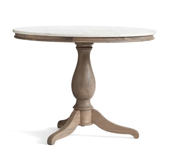 Most Current Alexandra Round Marble Pedestal Dining Tables Throughout Alexandra Marble Pedestal Dining Table, Gray, Large (View 2 of 30)