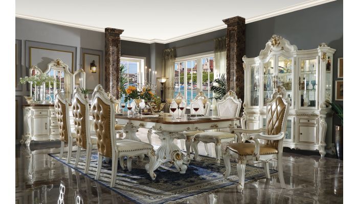 Most Recently Released Alexandra Round Marble Pedestal Dining Tables Inside Alexandra Traditional Formal Dining Table Set (View 28 of 30)