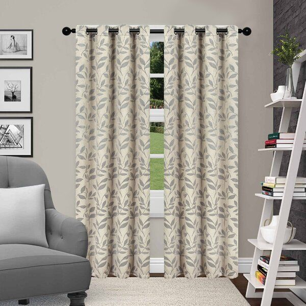 Natural Floral Curtains | Wayfair For Floral Blossom Ink Painting Thermal Room Darkening Kitchen Tier Pairs (View 11 of 49)