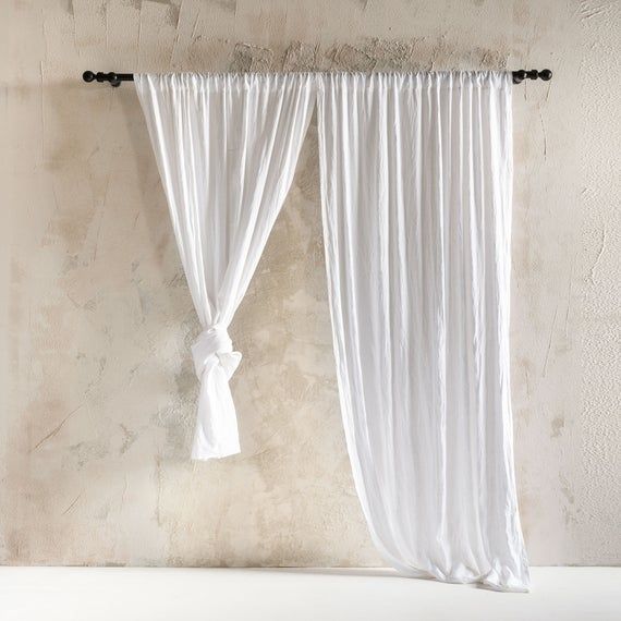 Natural Linen Curtains, Rod Pocket Curtains, Unlined Or Blackout Curtains,  Lined Linen Drapes, Custom Window Curtains, Linen Window Curtains Throughout Rod Pocket Cotton Linen Blend Solid Color Flax Kitchen Curtains (Photo 13 of 30)