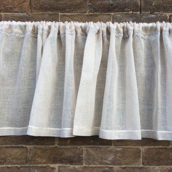 Natural Linen Lace Valance, Sheer Beige Kitchen Curtain, Cantonniere,  Window Topper, Bedroom Decor Within Floral Watercolor Semi Sheer Rod Pocket Kitchen Curtain Valance And Tiers Sets (Photo 14 of 50)