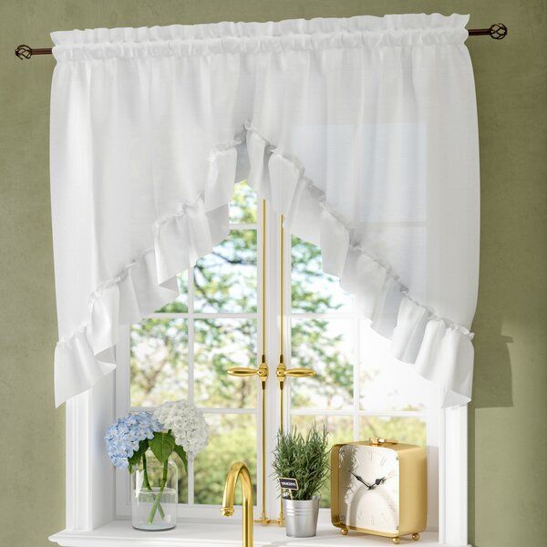 Navy Swag Valance | Wayfair Intended For Vertical Ruffled Waterfall Valance And Curtain Tiers (Photo 30 of 30)
