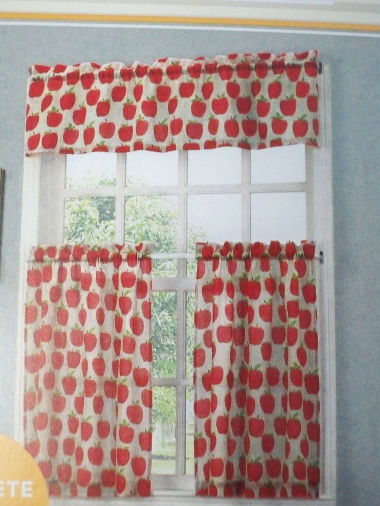 New Orchard Apple Print Tier And Valance Set Kitchen Pertaining To Apple Orchard Printed Kitchen Tier Sets (Photo 1 of 50)