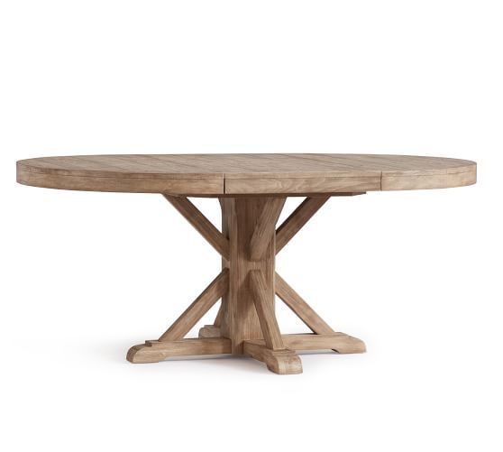 Newest Seadrift Benchwright Extending Dining Tables Intended For Benchwright Pedestal Extending Dining Table, Seadrift In (View 5 of 30)