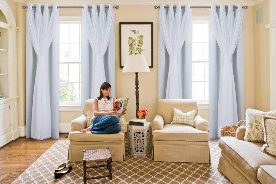 Nicetown Grommet Blocking Mix Match Elegant Crushed Voile Sheer And  Blackout Curtains With Tie Backs For Bedroom Living Room Regarding Elegant Crushed Voile Ruffle Window Curtain Pieces (View 34 of 45)