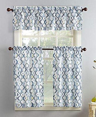 No. 918 Barker 3 Pc. Geometric Print Microfiber Rod Pocket Intended For Solid Microfiber 3 Piece Kitchen Curtain Valance And Tiers Sets (Photo 20 of 50)