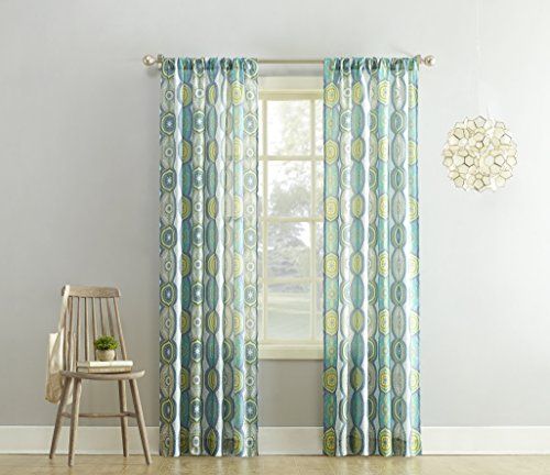 No. 918 Callie Medallion Print Rod Pocket Curtain Panel, 40 With Regard To Floral Watercolor Semi Sheer Rod Pocket Kitchen Curtain Valance And Tiers Sets (Photo 23 of 50)