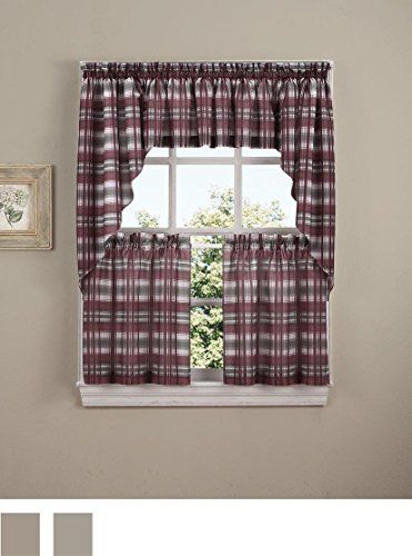 No. 918 Dawson Plaid Kitchen Curtain Tier Pair, 58" X 36 For Solid Microfiber 3 Piece Kitchen Curtain Valance And Tiers Sets (Photo 22 of 50)