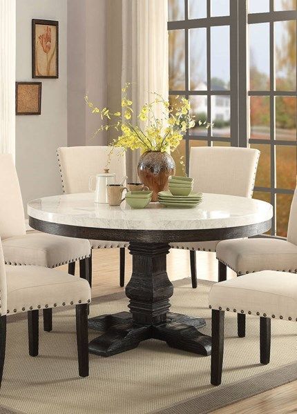 Nolan Modern White Marble Top Black Mdf Round Pedestal With Most Up To Date Nolan Round Pedestal Dining Tables (Photo 1 of 30)