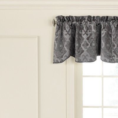 Normandy Scalloped Blackout Window Valance Pewter/trellis Intended For Trellis Pattern Window Valances (Photo 15 of 50)