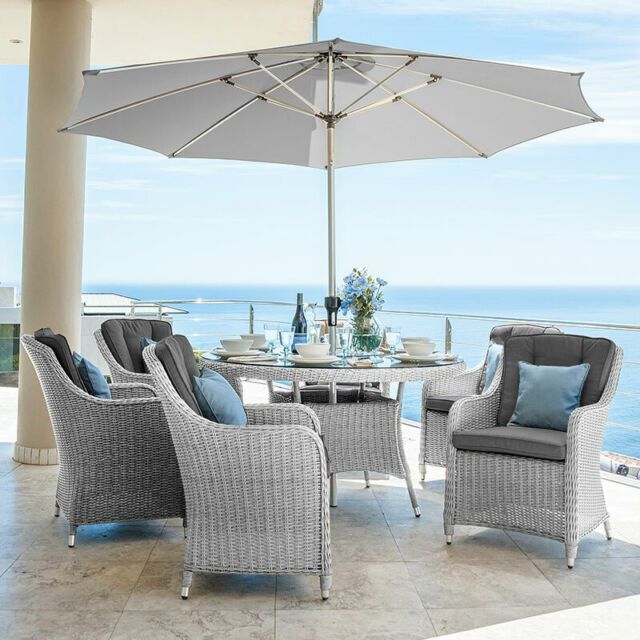 Nova Camilla 6 Seat Outdoor Garden Furniture 1.35m Round Rattan Dining Set For Recent Thalia Dining Tables (Photo 28 of 30)