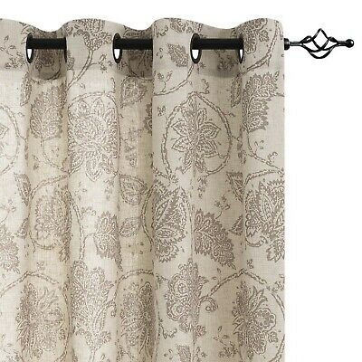 Paisley Scroll Printed Linen Curtains, Grommet Top Within Pastel Damask Printed Room Darkening Kitchen Tiers (Photo 38 of 50)